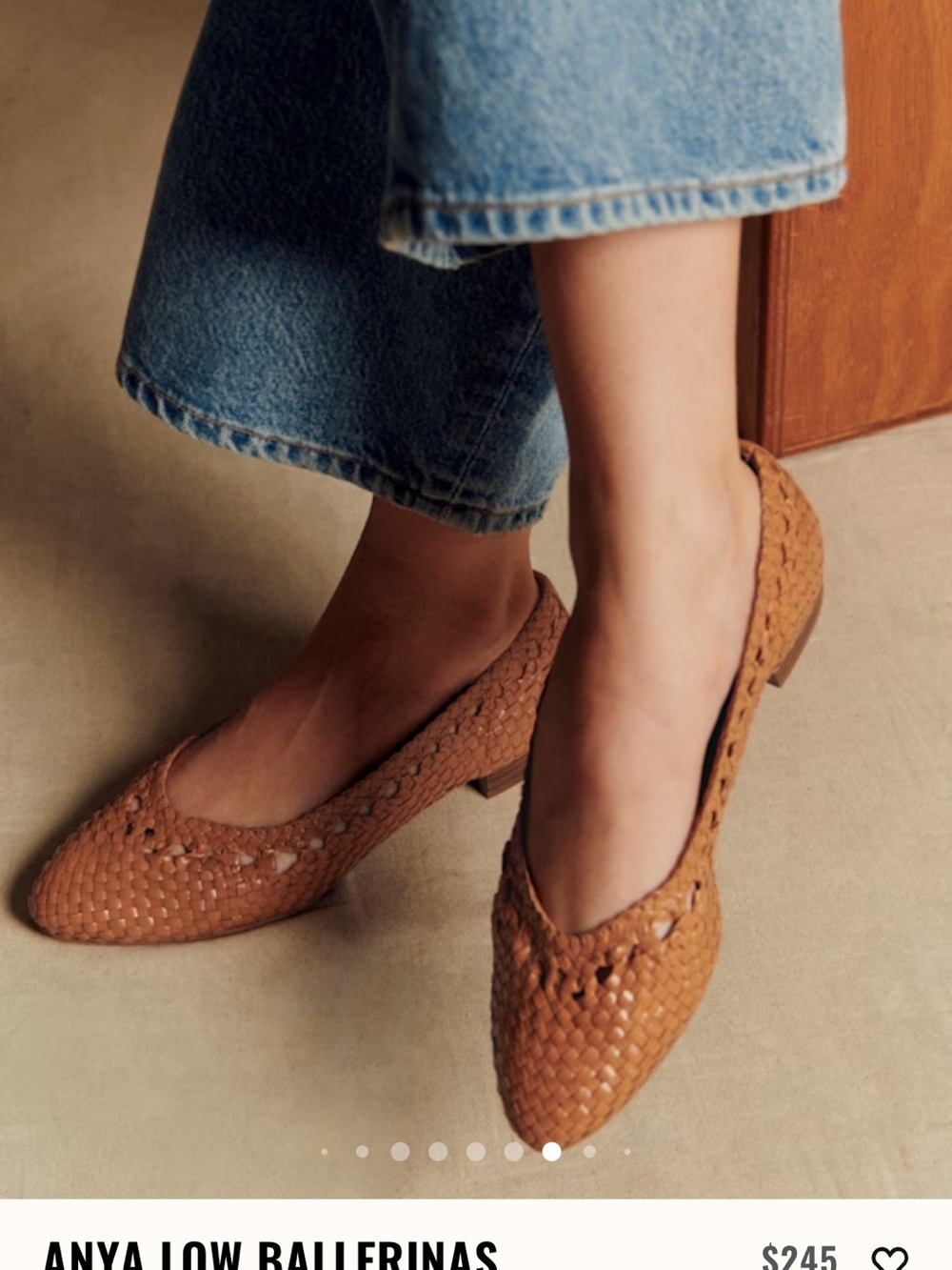 SEZANE Anya Low Ballerinas — Woven Camel sandals 39